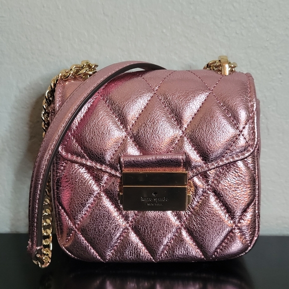 Kate Spade  Carey Metallic Quilted Micro Flap Crossbody bag - Picture 3 of 10